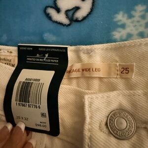 Levi's Cream Wide Leg Jeans